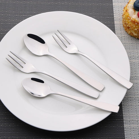 Begale 12-piece Stainless Steel Tea Spoons and Tasting Forks, 6 Tasting Forks + 6 Teaspoons