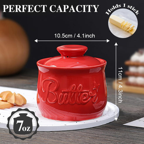 ISTOOLL Butter Crock with Improved Lid Porcelain French Butter Dish Keeper, Butter Dish Keeper for Spreadable Butter