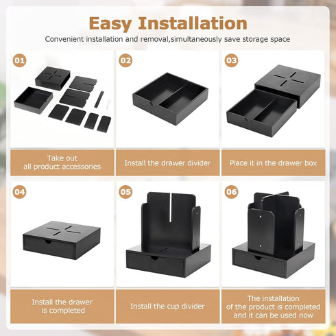 Coffee Station Organizer for Countertop, 4 Compartment Bamboo Coffee Bar Accessories and Disposable Cup Dispenser