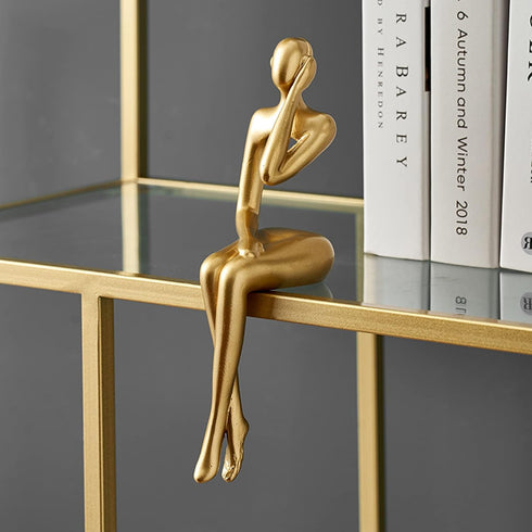 XINXUAN 3 Set Gold Statue Home Decor - Modern Bookshelf & Desk Decor - Piece