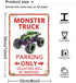 Jinfuteng 8x12 Inch Monster Truck Parking Only Metal Sign, Boys Bedroom Monster Truck Parking Wall Decor, Birthday
