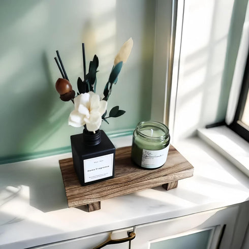 8.66X3.54in Counter Wood Riser for Decor, Wood Pedestal Stand, Small Wooden Riser for Bathroom for Kitchen