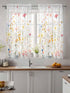 Yomandocix 45 Inch 27.5"x45" 2 Spring FlowersSheer Kitchen Tier Curtains Length, Botanical Florals Cafe Window
