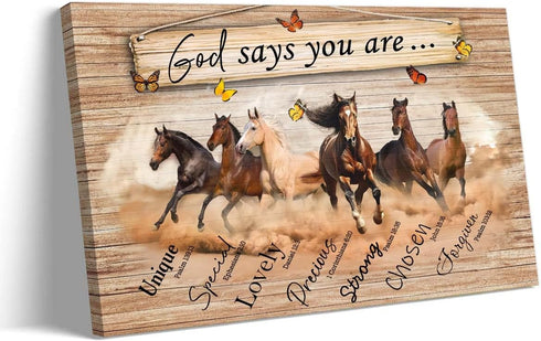 Strofupp Inspirational Horse Wall Art, God Says You Are Bible Quote Decor, 12x18 inches