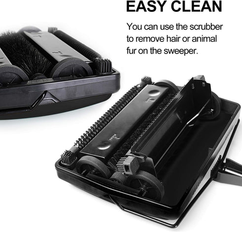 Yocada Carpet Sweeper Cleaner for Home Office, Low Carpets, Pet Hair Dust Scraps Cleaning with Brush (Black)