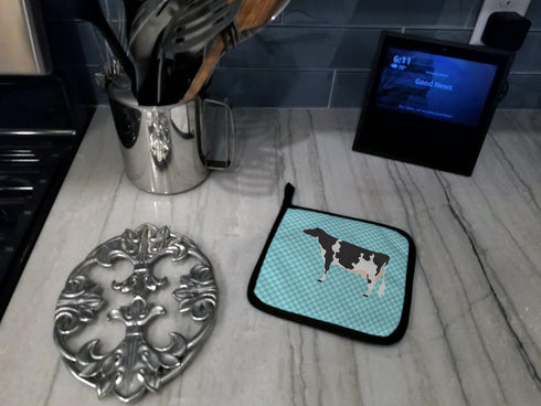 Caroline's Treasures BB7996PTHD Pot Holders - Holstein Cow Blue Check, Heat Resistant Kitchen Hot Pads, 7 1/2 x 7 1/2