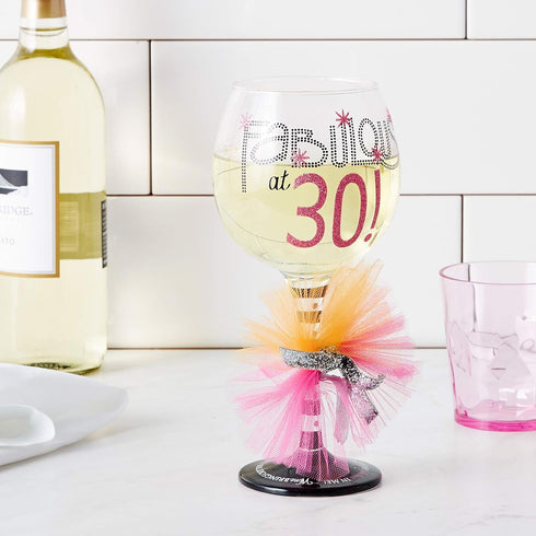 Mud Pie 119094 Fabulous at 30 Wine Glass