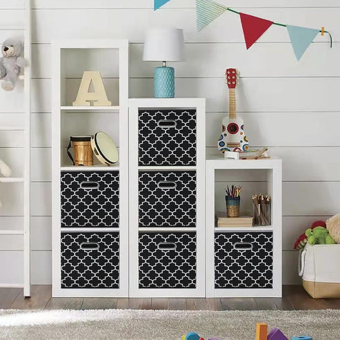 Fabric Storage Bins Cubes, Foldable Organizer with Handle, Set of 6, 11x11x11 for Cloth or Accessory Storage