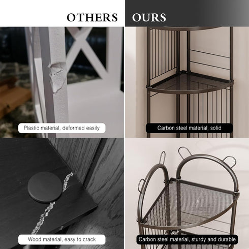 3 Corner Bathroom Shelf Metal Short Corner Stand Shelf Black Small Bathroom Storage Corner Shelf Unit for Toilet Shower