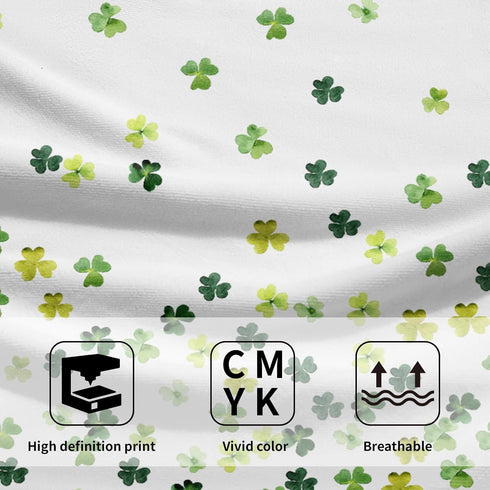 Mweet Set 2, Green Clover Shamrocks Hand Towels of Irish Lucky St. Patrick's Day Microfiber Absorbent Kitchen Bathroom