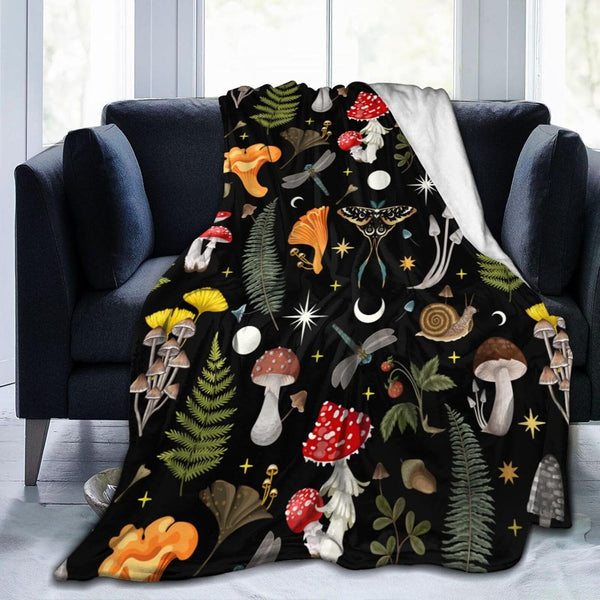 Siiuuol Wild Forest Mushrooms Throws Blanket Gifts for Men Women Gfits Couch Bed