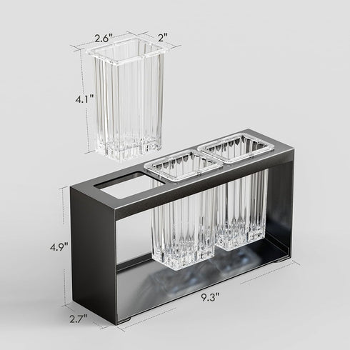 Toothbrush Holders for Bathrooms, Detachable Organizer with 3 Slots, Black Countertop Accessories Storage