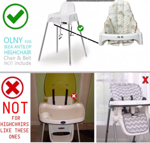 Cushion Washable & Reversible One-Piece Cotton Seat Pad for IKEA High Chair Accessories, Compatible with Antilop (Brown