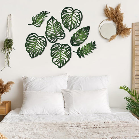 7 Namalu Pcs Tropical Wall Decor Jungle Monstera Wall Art Boho Palm Leaf Wooden Decoration Tropical Nursery Decor