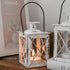 Kate Aspen Vintage Tea Light Candle Holders - Luminous Metal Mini Lantern, Distressed White