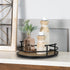 Stratton Home Decor Metal and Wood Round Tray | Wooden Coffee Table Tray Decor for Empty Table Surfaces | Decorative