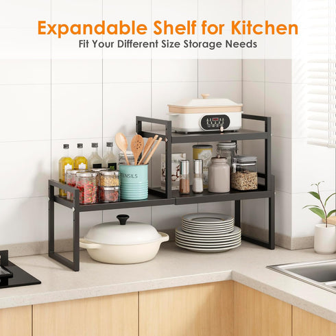 Countertop 1 Pack) DOLALIKE Expandable kitchen Organizer, Stackable Cabinet Shelf Organizers, Space Saving Spice Rack