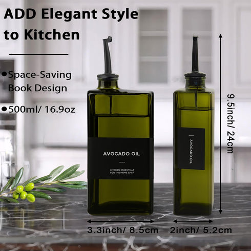 Gelury 16.9oz, Set, Countertop 2pcs) Olive Oil Dispenser Bottle for Kitchen UV-Blocking Oil and Vinegar Dispenser Soy