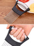Onion Cut Tomato Slicer, Handy Kitchen Slicing Tool with 10 Even Prongs for Onion Lemon Potato Tomato Slices (Black)