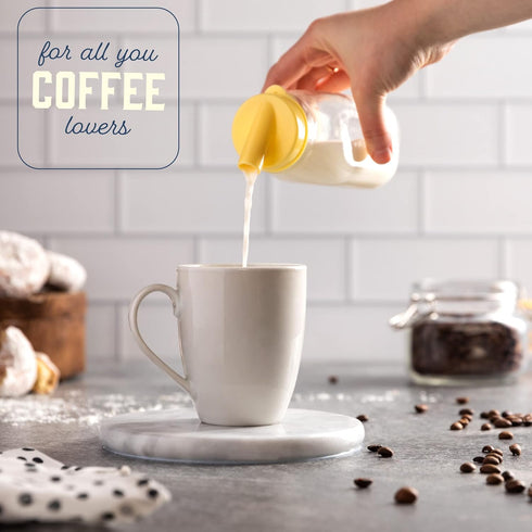 12 Oz 12 kitchentoolz Glass Creamer Bottle Square Glass Milk Bottle with Lids- Glass Bottles with Lids - Milk Container