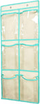 Over The Door Shoe Organizer: Hanging Narrow Closet Door Storage with Large Clear Pockets (6 POCKETS)
