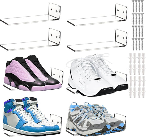 Youeon 8 Pack Floating Shoe Display Shelf, 8 x 3 Inch Acrylic