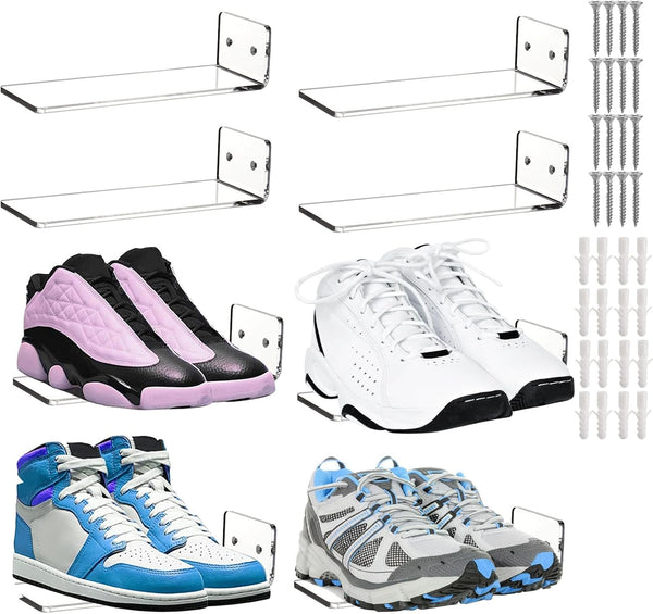 Youeon 8 Pack Floating Shoe Display Shelf, 8 x 3 Inch Acrylic