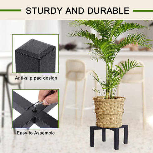 Phyluckny 5-15 Inches 5-15 inch Plant Stand Indoor Outdoor, Heavy Duty Metal Plant Pot Holder, Mid Century Modern