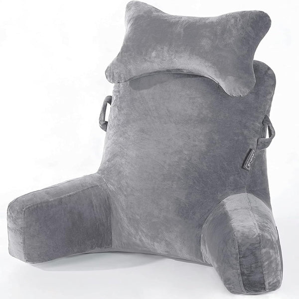 SLIGUY Reading Pillow-Bed Rest Pillow with Detachable Neck Roll & Support Arm