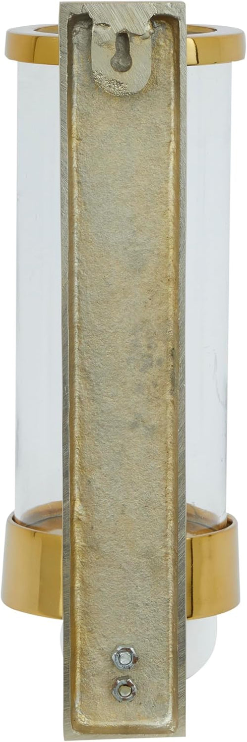 79 5" 7" 16", Deco Aluminum Metal Single Candle Wall Sconce, x x Gold