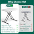 30 Inch Folding Table - Small Desk Adjustable Height TV Tray for Laptop, Couch, Camping - Heavy Duty Utility Foldable