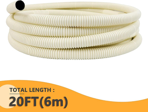 AC Parts 20Ft Flexible Drain Hose - Mini Split AC Water Drain Line for Ductless Systems