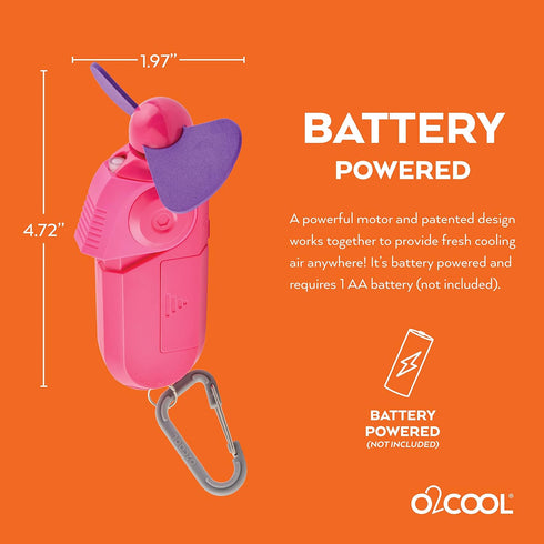 O2COOL FMS0003 Personal Mini Fan, Portable Battery Operated Handheld Cooling Accessory with Fine Mist Spray