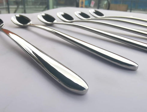 6 Piece Long Handle Spoon Set, 8.5 Inch Ice Tea Spoon, Premium 18/10 Stainless Steel