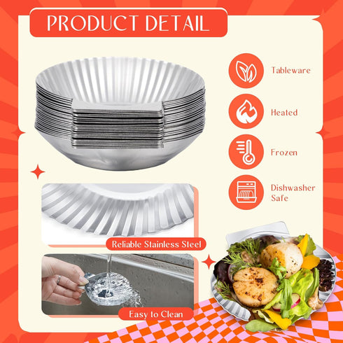 24 3.2 Inch Baderke Pcs Grillable Shells Stainless Steel Reusable All Purpose Grillable Large Scallop Shells Grilling