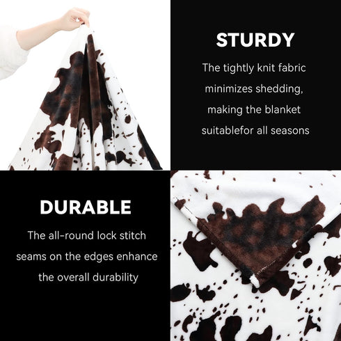 40x50 Inches Cow Print Baby Blanket for Kids, Ultra-Soft Warm Cute Toddler Crib Blanket for Nursery Stroller Car Bed