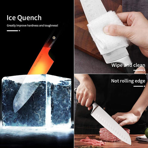 MAD SHARK 8-inch Kitchen Knife, Chef's Santoku Knife, German High Carbon Stainless Steel, Super Sharp with Gift Box