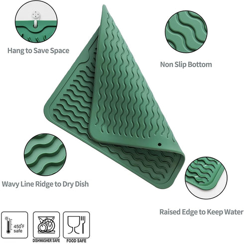 MicoYang Silicone Dish Drying Mat for Multiple Usage, Eco-friendly Heat-resistant Kitchen Counter or Sink Mat,