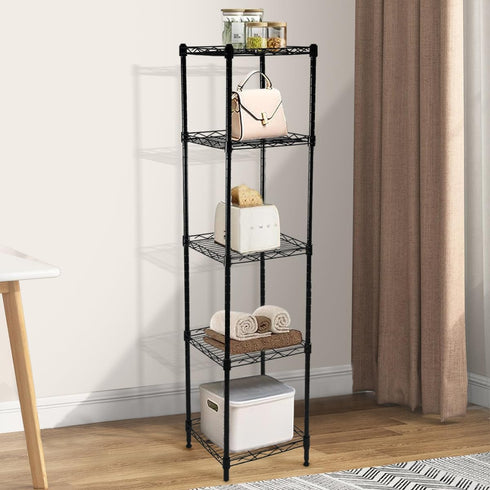 HESESOH 5-Wire Closet 11.8" 11.8" 50.5" Shelving Adjustable Shelves, Standing Storage Shelf for Laundry Bathroom