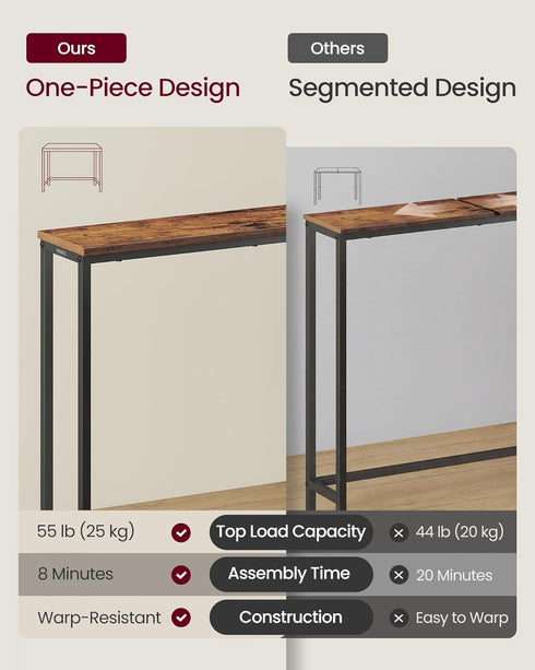 1 7.9 31.5 32 Inches, ULNT035KD01S VASAGLE Console Table, Entryway Table, One Piece Top, Easy Assembly, for Hallway