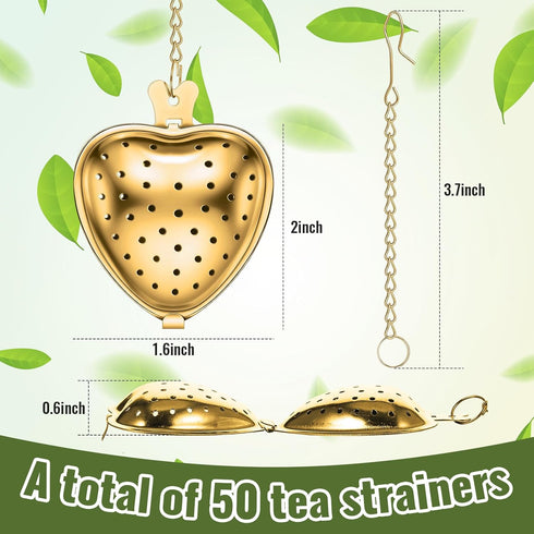 50 Sumind Pcs Stainless Steel Tea Strainer Ball Infuser Loose Leaf Steeper Interval Diffuser Heart Shape Mesh Filters