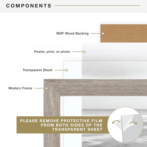 MCS Museum Poster Frame 16x24 Barnwood, Vertical & Horizontal Wall Hanging Large Picture Frame for Photos