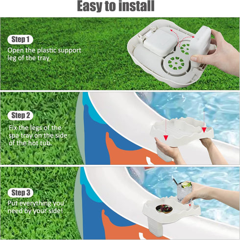 MININAI 2 Hot Tub Side Table Tray with Cup Holders, Foldable Drink Holder and Snacks Tray Outdoor Hot Tub Accessories