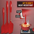 Walfos Silicone Spatula Set of 5, 600°F Heat Resistant Kitchen Scraper, Strong Steel Core, BPA Free, Red
