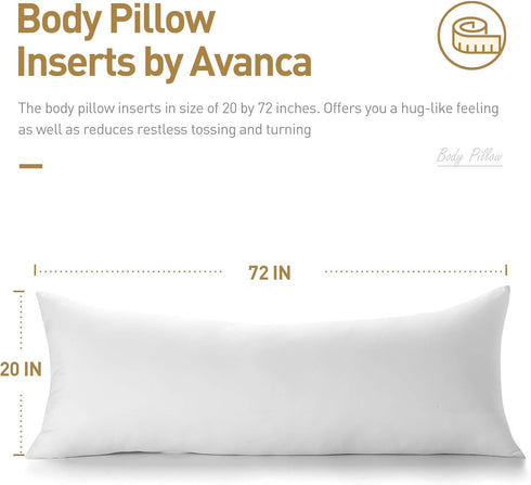 20 72, Acanva Fluffy Bed Sleeping Side Sleeper Body Pillow Insert, Extra-Long x White