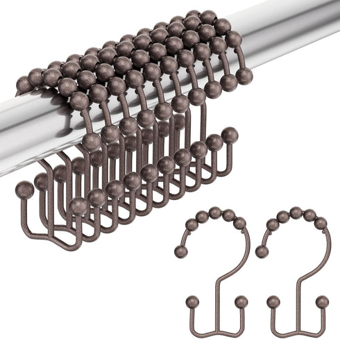 Amazer Shower Curtain Rings, Stainless Steel Hooks, 12 Pcs Double Glide Rings for Bathroom Shower Curtain Rods, Bronze