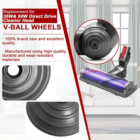Dyson V6 V7 V8 V10 V11 V12 DC58 DC59 DC62 DC74 Vacuum Cleaner Ball Wheel + Soleplate Wheels Replacement Parts 35W 50W