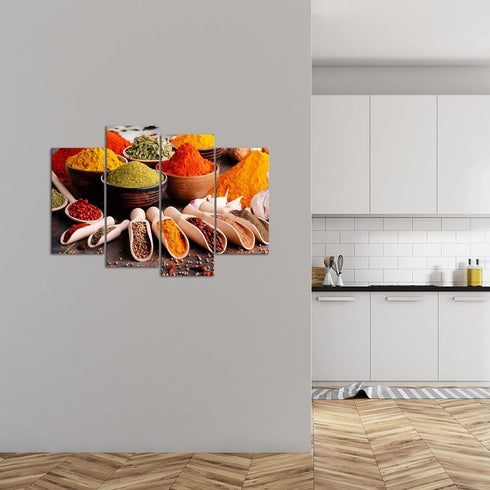 4 HOMEOART Colorful Spice Picture Kitchen Wall Decor Dining Room Wall Art Framed Ready To Hang, Large Panels