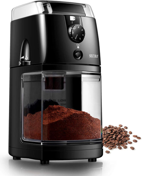 Secura Electric Burr Coffee Grinder Mill, Adjustable Cup Size, 17 Grind Size Settings for Drip, Percolator, Black