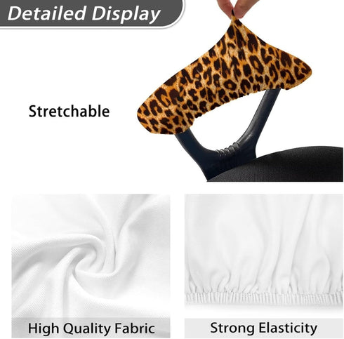Brown Leopard Print Office Chair Armrest Covers - 1 Pair Durable, Stain Resistant Nonslip Fabric Protect Cover for